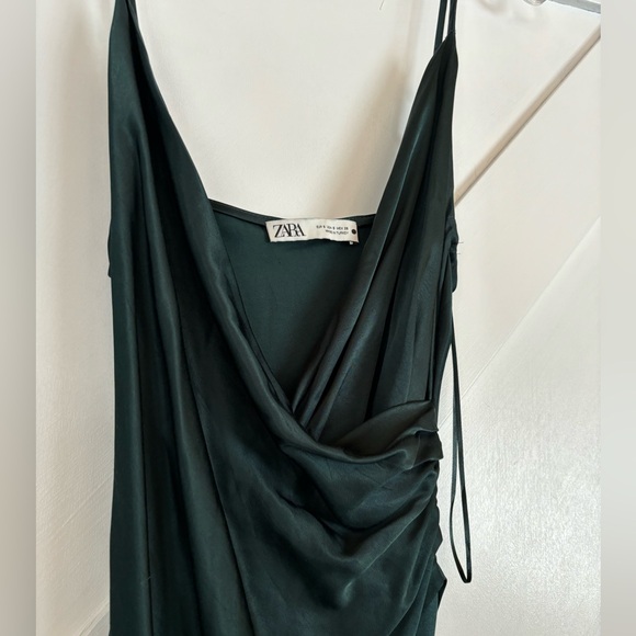 Zara Emerald Green Silky Dress - Picture 1 of 5
